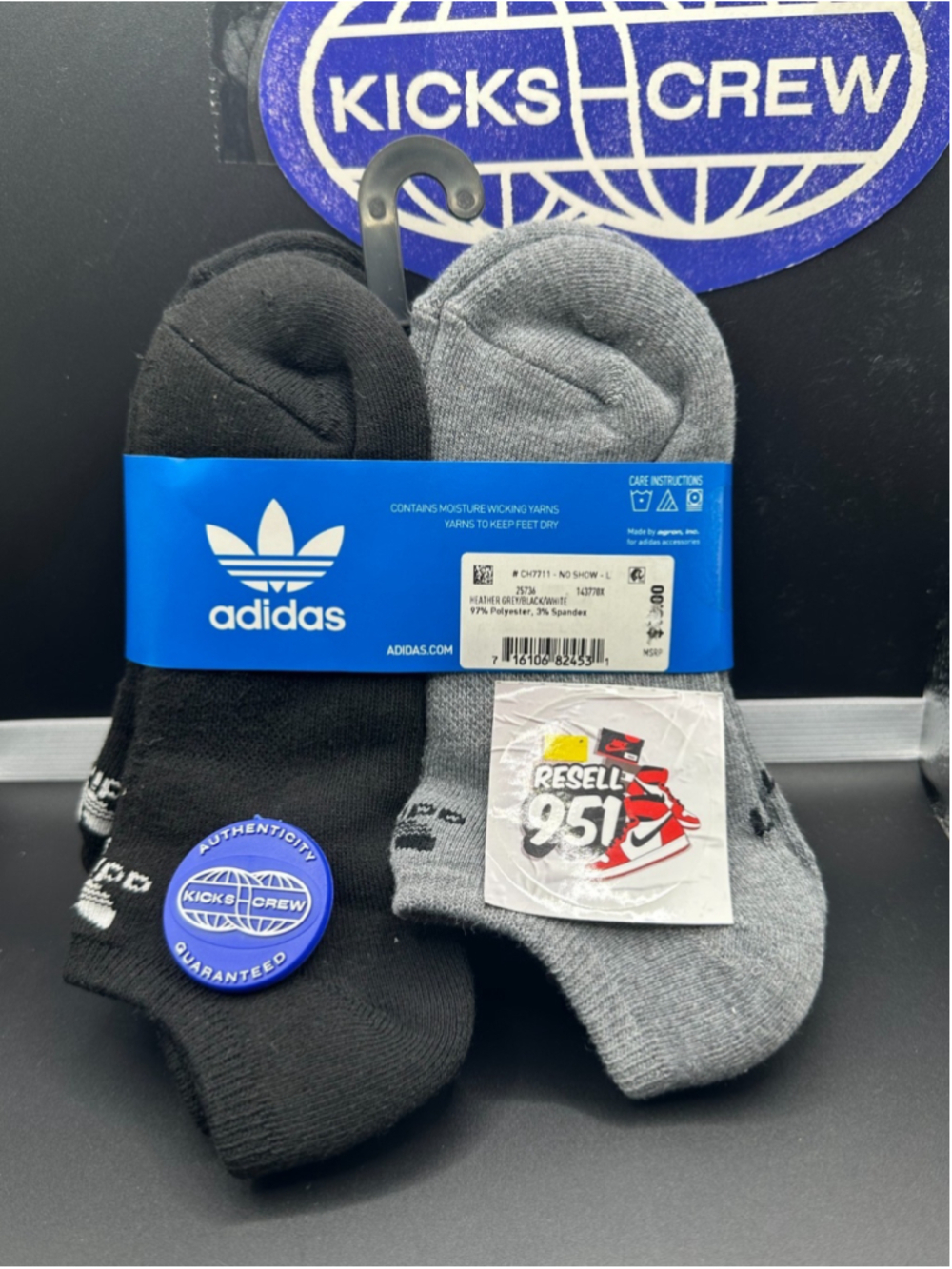 Adidas Originals No Show Socks Women 3Y-9 Grey Black CH7711